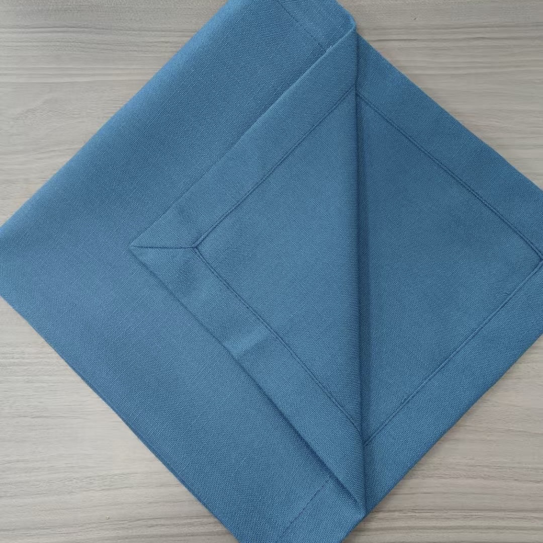 Blaue Serviette aus Leinen f&uuml;r Hotelrestaurants, 50 x 50 cm, Standardgr&ouml;&szlig;e