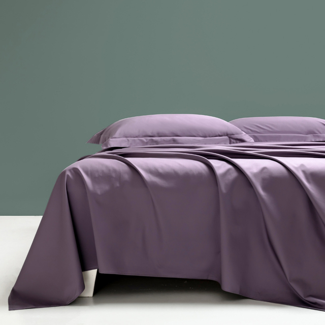  Set di lenzuola in raso di cotone 100% 300TC di alta qualit&agrave;, colore viola
